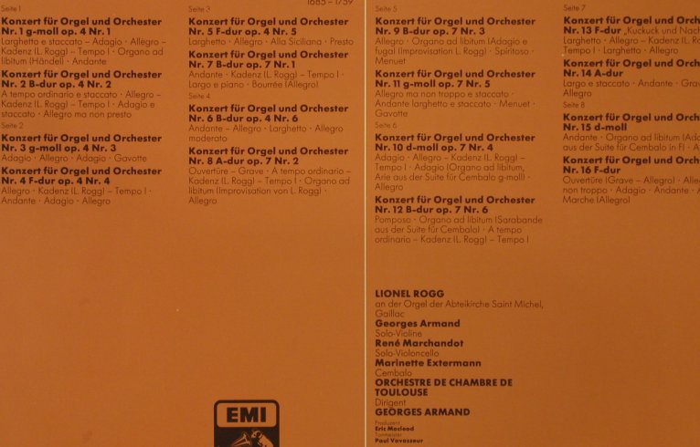 Händel,Georg Friedrich: 16 Orgelkonzerte, Box, EMI(C 163-14 051/54), D,  - 4LPQ - L3266 - 17,50 Euro