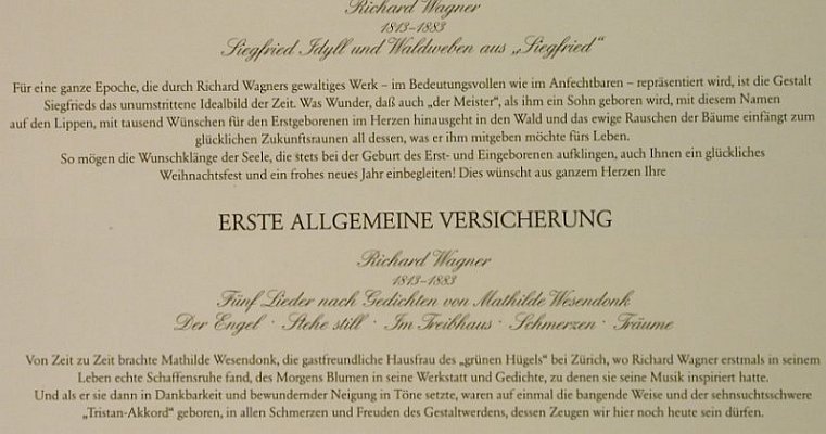 Wagner,Richard: Wesendonk-Lieder/Sigfried Idyll, Erste Allgemeine Vers.(0120 405), A,  - LP - L3314 - 6,00 Euro