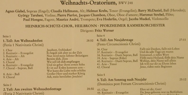Bach,Johann Sebastian: Weihnachts-Oratorium,Box, Erato(ZL 30582), D, 1977 - 3LP - L3467 - 7,50 Euro