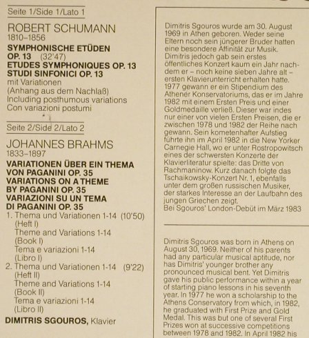 Sgouros,Dimitris: Brahms-Schumann,Symph.Etüden, EMI(1436271), D, 1983 - LP - L3505 - 6,00 Euro