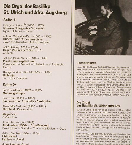 V.A.St.Ulrich und Afra, Augsburg: Die Orgel der Basilika, bon(870457), D, 1981 - LP - L3540 - 6,00 Euro