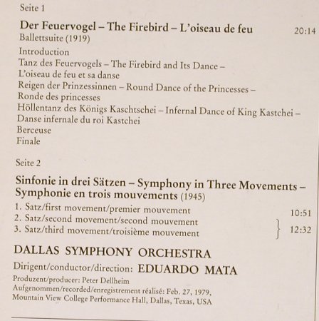Strawinsky,Igor: The Firebird/Sinfonie In 3 Sätzen, RCA Red Seal(RL 13459), D, 1980 - LP - L3551 - 5,00 Euro