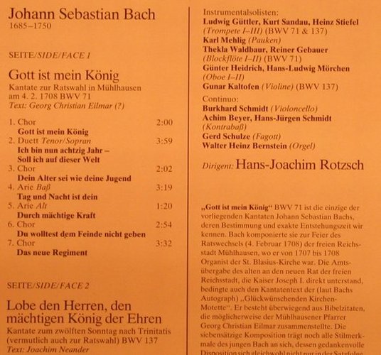 Bach,Johann Sebastian: BWV 71, Kantaten zur Ratswahl, Eurodisc(40 587 8), D, 1984 - LP - L3572 - 6,00 Euro