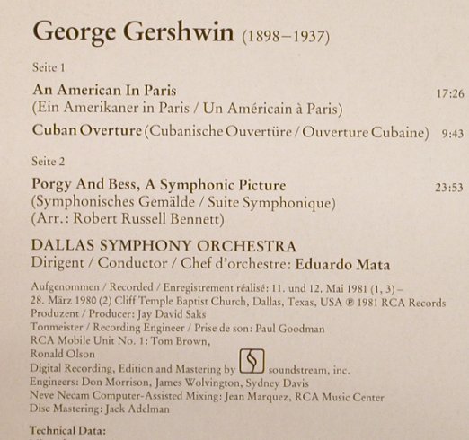 Gershwin,George: An American In Paris/Porgy And Bess, RCA(RL 45158), D, 1982 - LP - L3576 - 7,50 Euro