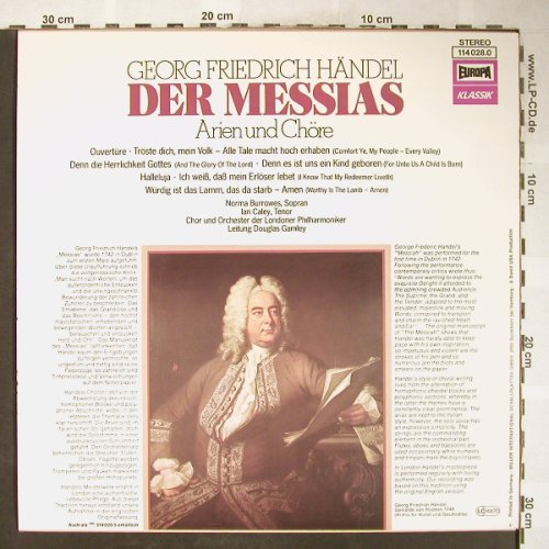Händel,Georg Friedrich: Der Messias-Arien und Chöre, Europa(114 028.0), D, 1974 - LP - L3579 - 5,00 Euro