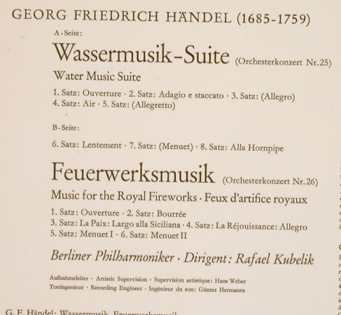 Händel,Georg Friedrich: Wassermusik-Suite/Feuerwerksmusik, D.Gr.(SLPM 138 864), D,Ri,1966, 1963 - LP - L3618 - 7,50 Euro