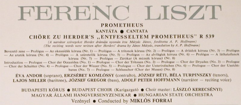 Liszt,Franz: Chöre zu Herder's"Entfesseltem Prom, Hungaroton(LPX 11604), H,  - LP - L3650 - 5,00 Euro