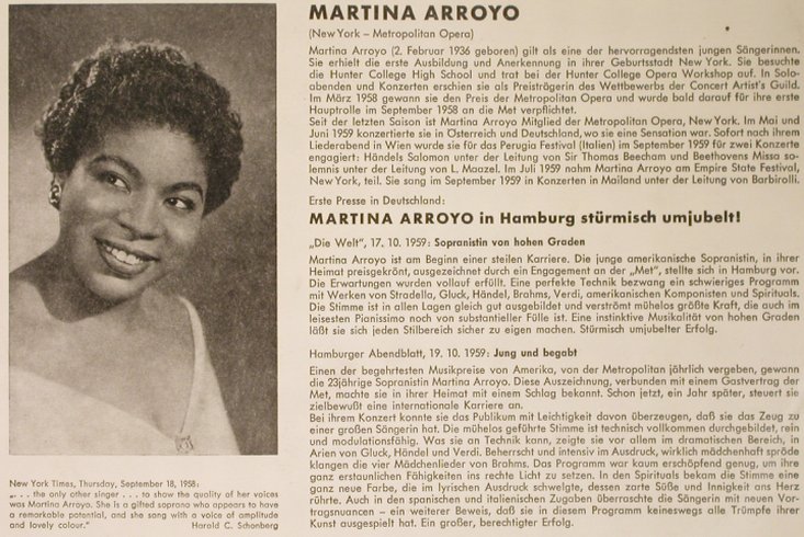 Arroyo,Martina: Ein Liederabend mit, vg+/vg+, Opera(3229), D,  - 10inch - L3675 - 5,00 Euro