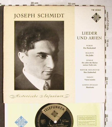 Schmidt,Joseph: Lieder und Arien, Telefunken(TW 30 063), D,  - 10inch - L3682 - 6,00 Euro