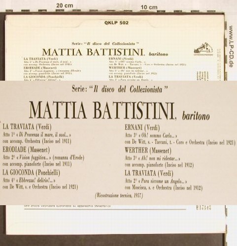 Battistini,Mattia: Serie:IL Disco del Collezionista, La Voce Del Padrone(QKLP 502), I, Ri, 1957 - 10inch - L3684 - 6,00 Euro