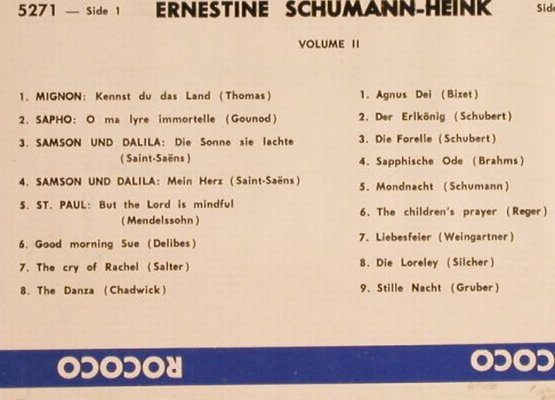 Schumann-Heink,Ernestine: Volume II, Rococo(RR 5271), CDN,  - LP - L3710 - 7,50 Euro