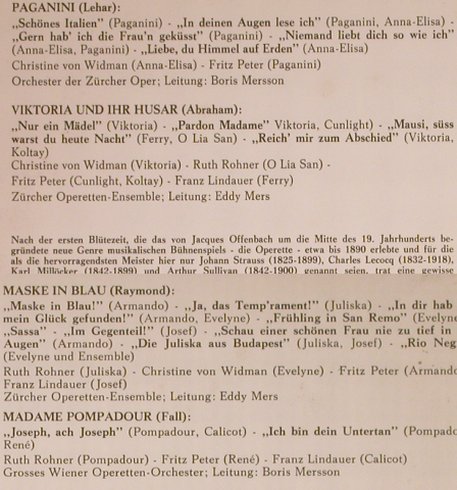 V.A.Unsterbliche Operette: Maske in Blau,Mad.Pompadur..., Concert Hall(SMS-2448), D,  - LP - L3843 - 5,50 Euro