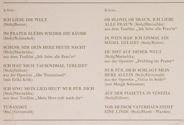 Schock,Rudolf & Robert Stolz: Ich liebe die Welt, m-/vg+, Mercato(77 983), D,  - LP - L3844 - 5,00 Euro