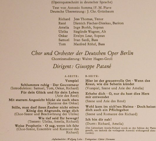 Verdi,Giuseppe: Ein Maskenball, Quers. in deutsch, D.Gr.(136 420 SLPEM), D, 1965 - LP - L3887 - 9,00 Euro