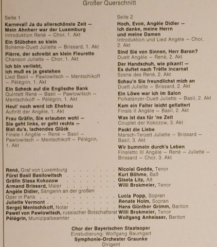 Lehar,Franz: Der Graf von Luxemburg-Querschn., EMI(061-28 074), D, Ri, 1969 - LP - L3940 - 4,00 Euro
