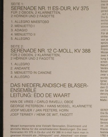Mozart,Wolfgang Amadeus: Serenaden es-dur KV 375,c-mKV388, Philips(802 907 LY), NL, 1969 - LP - L3949 - 5,00 Euro