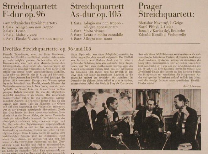 Dvorak,Antonin: Streichquartette F-Dur & As-Dur, Supraphon(104 815), D, 1967 - LP - L4075 - 5,00 Euro