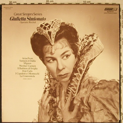 Simionato,Giulietta: Operatic Recital, m-/vg+, Richmond(SR-33191), UK,Ri, 1972 - LP - L4144 - 7,50 Euro