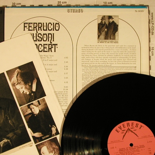 Busoni,Ferruccio: Concert - Chopin Liszt Bach, stoc, Everest Records(X-906), US, m-/vg+,  - LP - L4186 - 7,50 Euro