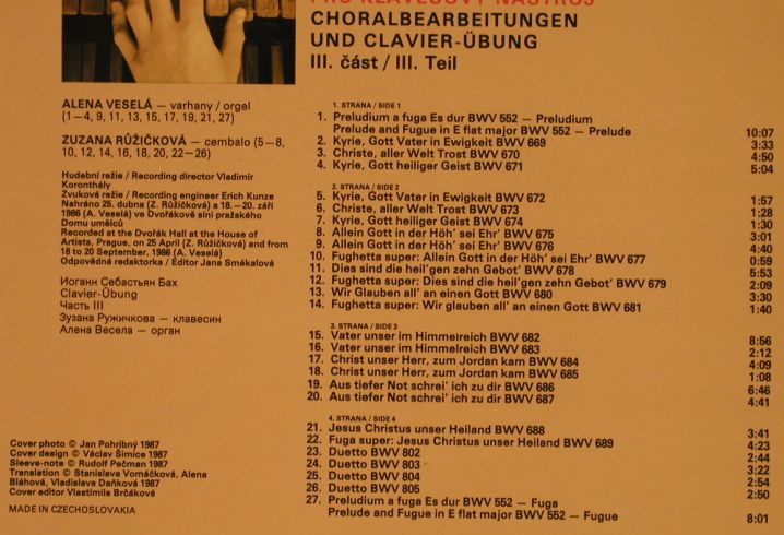 Bach,Johann Sebastian: Clavier-Übung III- Teil, Foc, Supraphon(11 0042-1), CZ, 1987 - 2LP - L4203 - 7,50 Euro