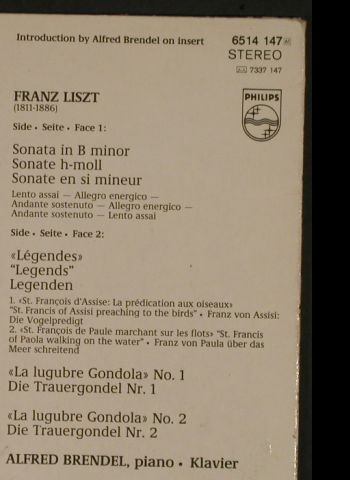 Liszt,Franz: Sonata in B Minor/Legenden/Trauerg., Philips(6514 147), NL, 1982 - LP - L4247 - 4,00 Euro