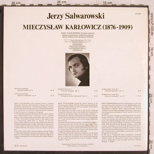 Karlowicz,Mieczyslaw: Poematy Symfoniczne(2), wifon(LP-064), PL, 1984 - LP - L4290 - 6,00 Euro