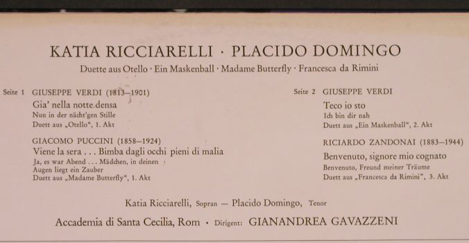 Ricciarelli,Katia / Placido Domingo: Duette aus Otello,Maskenball.., RCA,Muster-stol(SAR 22 128), D, 1972 - LP - L4293 - 5,50 Euro