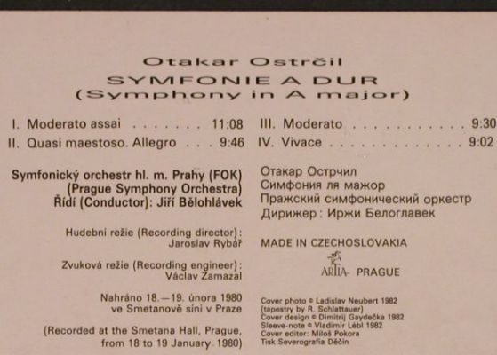 Ostrcil,Otakar: Symphony in a major, Supraphon(1110 2960 G), CZ, 1982 - LP - L4309 - 7,50 Euro