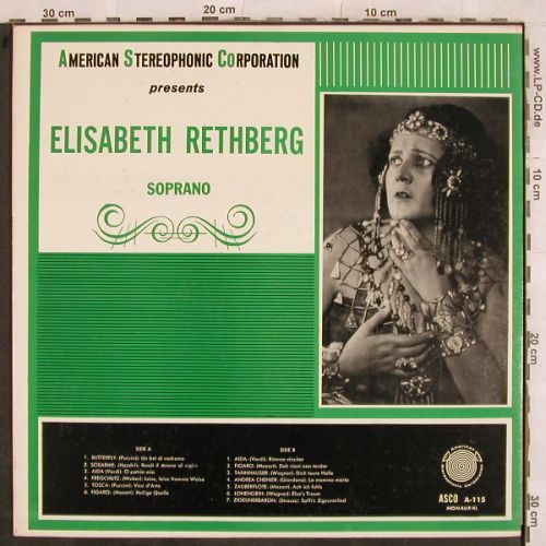 Rethberg,Elisabeth: Soprano - Butterfly...Zigeunerbaron, ASCO(A-115), US,  - LP - L4317 - 7,50 Euro