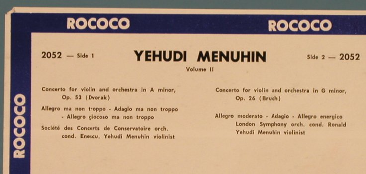 Menuhin,Yehudi: Same, Volume 2, Rococo Records(2052), CDN,  - LP - L4454 - 9,00 Euro