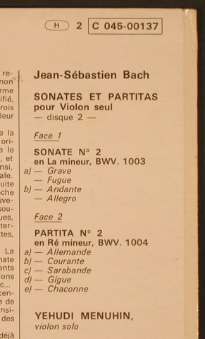 Menuhin,Yehudi: Bach-Sonate No.2/Partita No.2, Trianon EMI(C 045-00137), F,  - LP - L4475 - 9,00 Euro