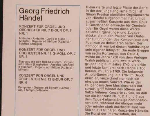 Händel,Georg Friedrich: Orgelkonzerte Nr.7,11 & 12, EMI(C 063-02 117), D,  - LP - L4481 - 6,00 Euro