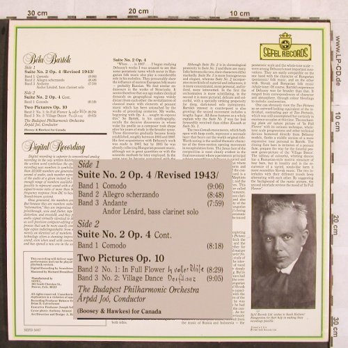 Bartok,Bela: Suite No.2, op.4/ 2Pictures op.10, Sefel Rec.(SEFD 5007), US, stoc,  - LP - L4532 - 7,50 Euro