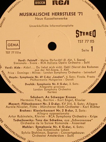V.A.Musikalische Herbstlese 1971: Verdi-Solti...Wagner,Musterplatte, Decca(TST 77 115), D, 1971 - LP - L4543 - 4,00 Euro