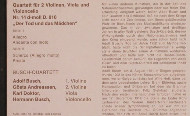Schubert,Franz: Streichquartett Nr.14 D-Moll D.810, Dacapo(C 047-01 374 M), D,  - LP - L4621 - 14,00 Euro