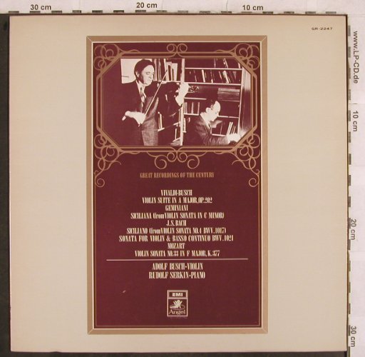 Busch,Adolf & Rudolf Serkin: Vivaldi-Busch,Geminiani,J.S.Bach, Angel(GR-2247), Japan,  - LP - L4625 - 20,00 Euro