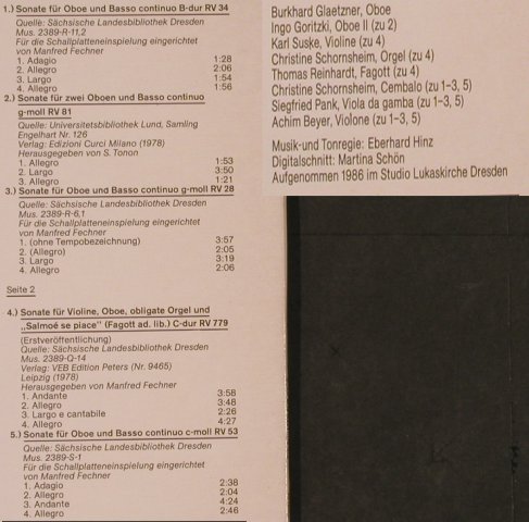 Vivaldi,Antonio: Werke für Oboe-Sonaten, Eterna(7 25 131), DDR, 1988 - LP - L4656 - 4,00 Euro