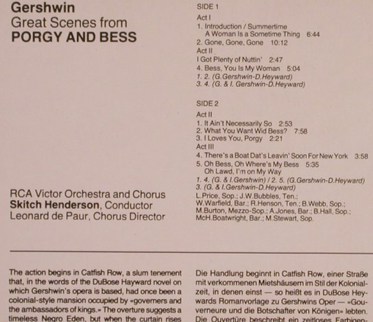 Gershwin,George: Porgy and Bess-Great Scenes(1963), RCA(GL 85234), D, 1986 - LP - L4670 - 5,00 Euro