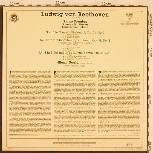 Beethoven,Ludwig van: Piano Sonatas, op.31,Nr.16,17,18, CBS(), NL, 1975 - LP - L4705 - 6,00 Euro
