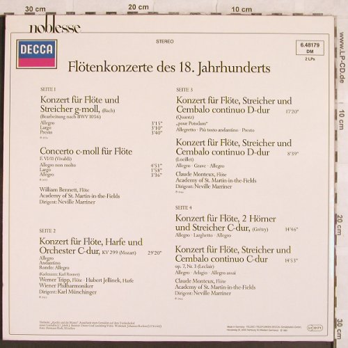 V.A.Flötenkonzerte des 18 Jahrh.: Bach, Vivaldi, Mozart, Quantz, Decca noblesse(6.48179 DM), D, 1981 - 2LP - L4754 - 6,00 Euro