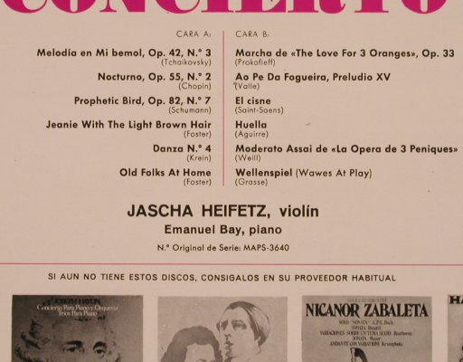Heifetz,Jascha: Concierto-Tchaikovsky,Chopin.., MCA(M-14.131), E, 1973 - LP - L4770 - 9,00 Euro