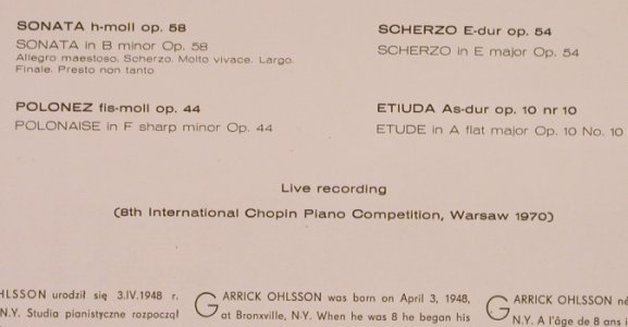 Chopin,Frederic: Chopin Works Recorded Live, Muza(SX 0689), PL, m-/vg+,  - LP - L4817 - 5,00 Euro