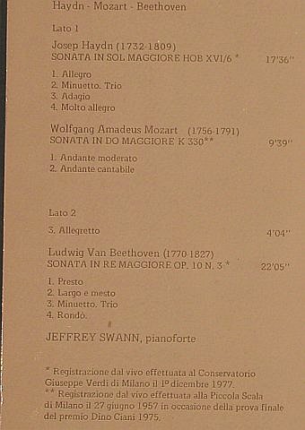 Swann,Jeffrey: Haydn, Mozart, Beethoven, Arkadia(ARK 1), I, 1981 - LP - L4837 - 5,50 Euro