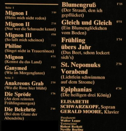Schwarzkopf,Elisabeth: Goethe-Lieder, Gerald Moore,Piano, EMI nent(037-03 725), D, Ri, 1960 - LP - L4896 - 5,00 Euro