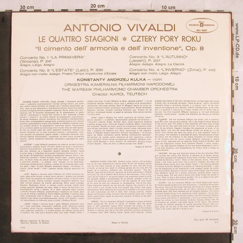 Vivaldi,Antonio: Le Quattro Stagioni,op.8 Nos.1-4, Polskie Nagrania(SX 0587), PL, 1969 - LP - L5019 - 6,00 Euro