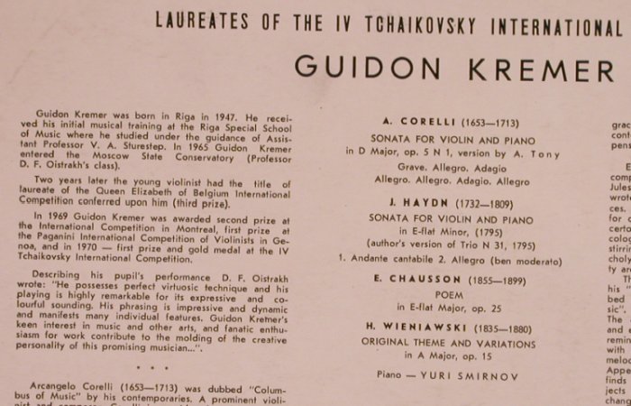 Kremer,Gidon: Violin Concertos, vg+/m-, Melodia(33CM 02035--6), UDSSR,  - LP - L5026 - 14,00 Euro