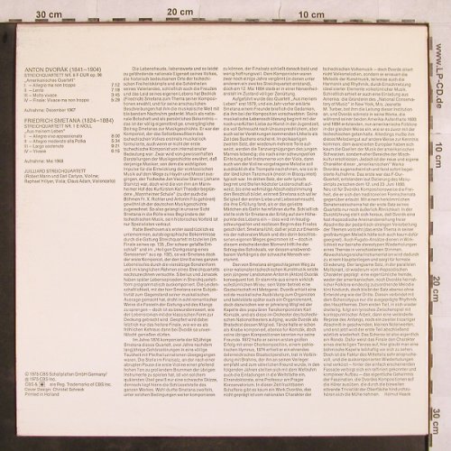 Dvorak,Antonin / Smetana: Streichquartett Nr.6 F-dur op.96, CBS, Ri(CBS 61 615), D, 1975 - LP - L5040 - 5,00 Euro