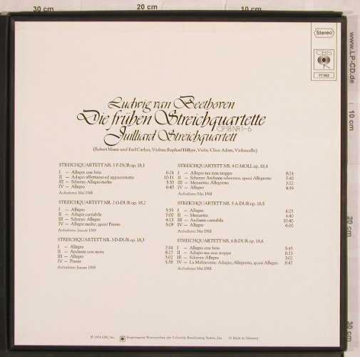 Beethoven,Ludwig van: Die frühen Streichquartette, Box, CBS(77 362), NL, Ri, 1974 - 3LP - L5056 - 17,50 Euro