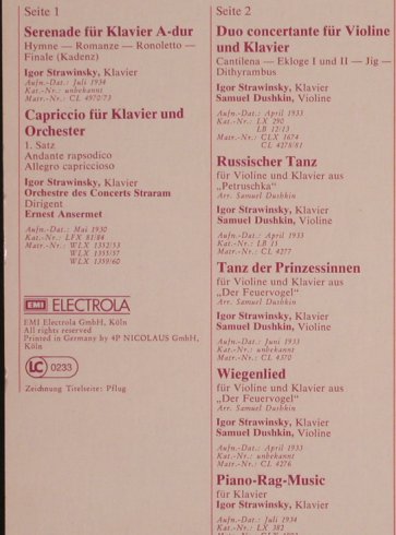 Strawinsky,Igor: spielt Strawinsky-Serenade,Capricci, EMI Dacapo(053-11 300), D,  - LP - L5079 - 9,00 Euro