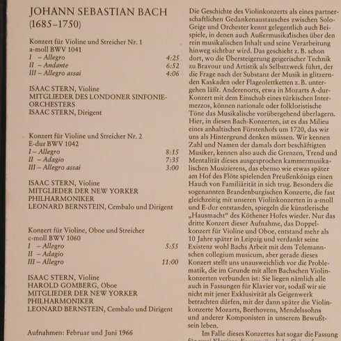 Bach,Johann Sebastian: Violinkonzerte Nr.1&2,BWV 1041,1042, CBS(61 573), NL, Ri, 1974 - LP - L5104 - 6,00 Euro